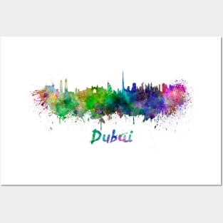 Dubai skyline in watercolor Posters and Art